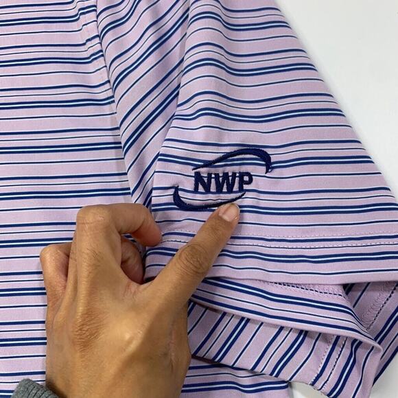 Peter Millar Polo Shirt Mens XL Orchid Purple Blue Striped Performance Golf - Picture 3 of 10